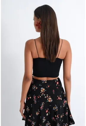 Kadın Siyah İp Askılı Penye Büstiyer EF10