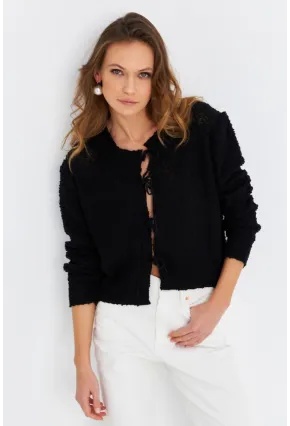 Kadın Siyah İpli Triko Hırka YV323