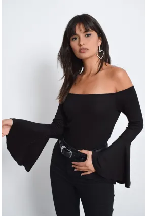 Kadın Siyah İspanyol Kol Bluz B07