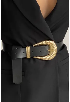 Kadın Siyah İstiridye Tokalı Kemer BE613