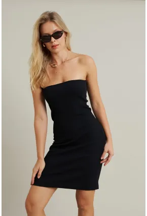 Kadın Siyah Kalp Yaka Kaşkorse Mini Elbise TF45