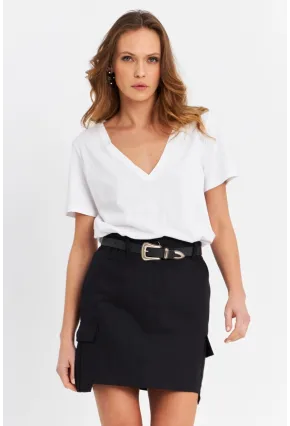 Kadın Siyah Kargo Mini Etek NH798