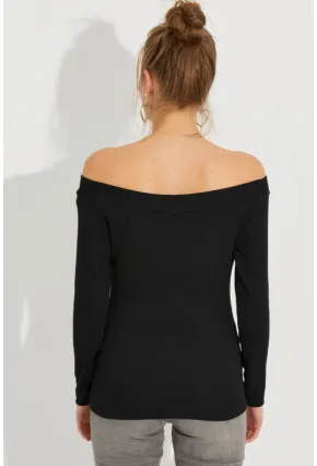Kadın Siyah Kaşkorse Bluz Yİ2495