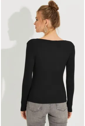 Kadın Siyah Kaşkorse Bluz Yİ2496