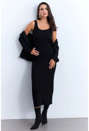 Kadın Siyah Kaşkorse Maxi Elbise MK64