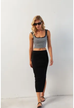 Kadın Siyah Kaşkorse Midi Etek XL2034