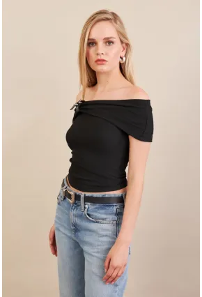 Kadın Siyah Kemer Detaylı Bluz FRY2316