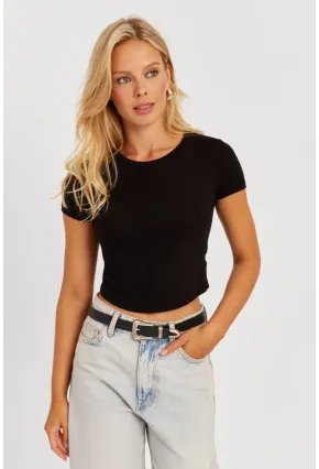 Kadın Siyah Kısa Bluz CY444