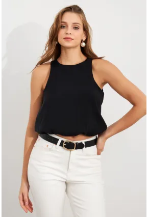 Kadın Siyah Kolsuz Balon Bluz SAN101