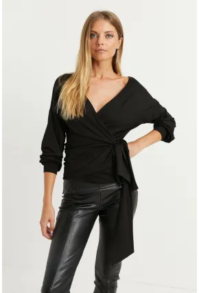 Kadın Siyah Kruvaze Bluz EY1050