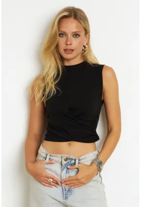Kadın Siyah Kruvaze Bluz YZ1105