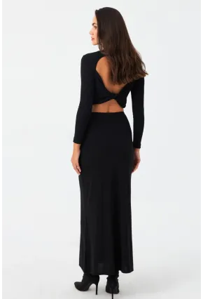 Kadın Siyah Maxi Etek RX445