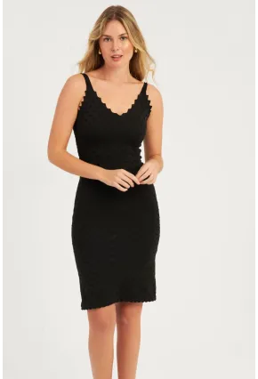 Kadın Siyah Merdiven Yaka Büzgülü Midi Elbise YZ3048