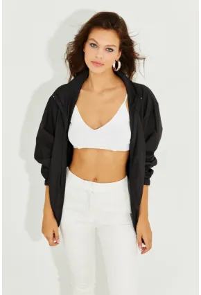 Kadın Siyah Mevsimlik İnce Yağmurluk MEN2005