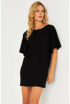 Kadın Siyah Mini Çan Kol Elbise TF05