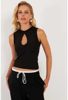 Kadın Siyah Önü Damla Bluz EY2850