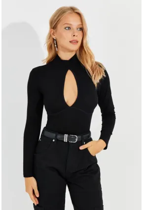 Kadın Siyah Önü Damla Bluz LPP1239