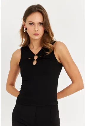 Kadın Siyah Önü Pencereli Atlet MK29