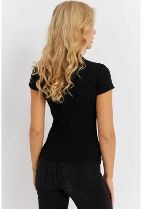 Kadın Siyah Önü Pencereli Kaşkorse Bluz EY2887