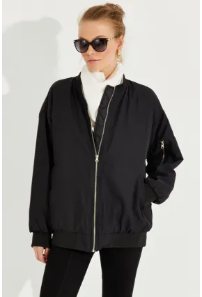 Kadın Siyah Oversize Mont QRS8359