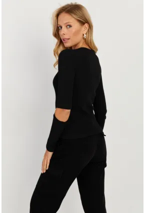 Kadın Siyah Pencereli Kaşkorse Bluz EY2715