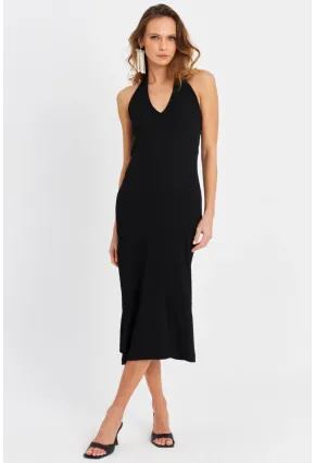 Kadın Siyah Pencereli Kaşkorse Midi Elbise EY3063