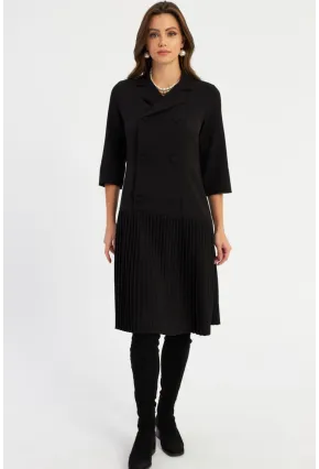 Kadın Siyah Pileli Blazer Midi Elbise MERA100