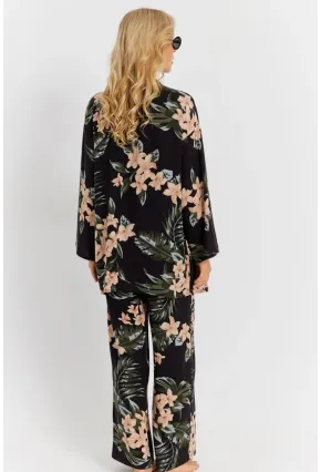 Kadın Siyah-Pudra Desenli Alt Üst Takım  GÇ168