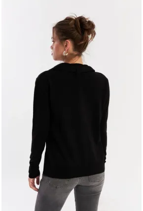 Kadın Siyah Şal Aksesuarlı Triko Bluz YV286