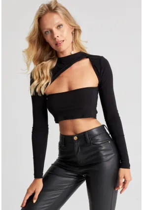 Kadın Siyah Sırtı Açık Bluz B2943