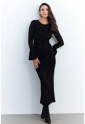 Kadın Siyah Sırtı Açık Kadife Maxi Elbise YEL94