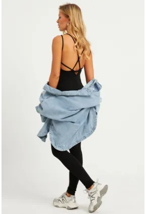 Kadın Siyah Sırtı Çapraz Tulum MEN2053