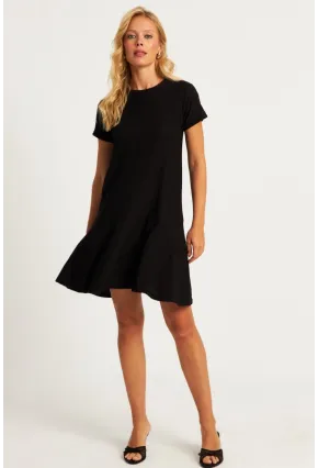 Kadın Siyah Sırtı Detaylı Bürümcük Midi Elbise ST055