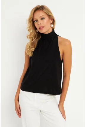 Kadın Siyah Sırtı Düğmeli Bluz ELT3963