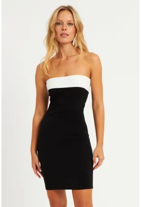Kadın Siyah Straplez Mini Elbise MEN2051