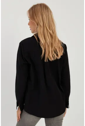 Kadın Siyah Taş Detaylı Gömlek ZER402