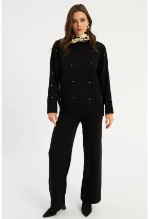 Kadın Siyah Taşlı Alt Üst Takım MYİL10