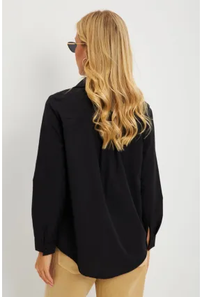 Kadın Siyah Taşlı Gömlek ZER404