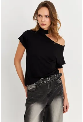 Kadın Siyah Tek Omuz Açık Bluz LPP1300