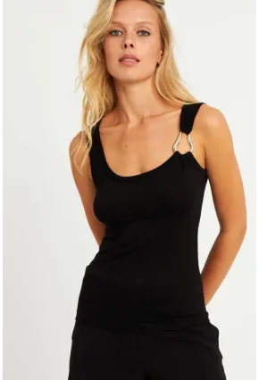 Kadın Siyah Tokalı Bluz EY2811