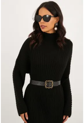 Kadın Siyah Tokalı Kemer BE589