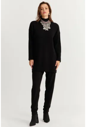 Kadın Siyah Triko Alt Üst Takım MNUV9