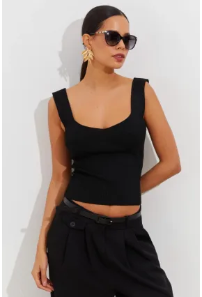 Kadın Siyah Triko Atlet YV117