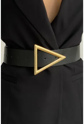 Kadın Siyah Üçgen Tokalı Kemer BE607