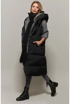 Kadın Siyah Uzun Şişme Yelek DAF05