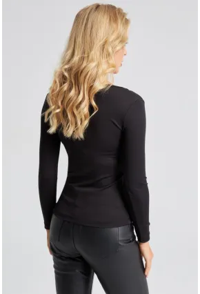 Kadın Siyah V Yaka Bluz EY2673