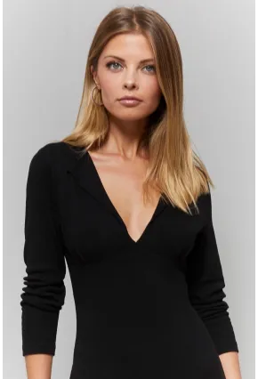 Kadın Siyah V Yaka Yakalı Elbise Yİ1940