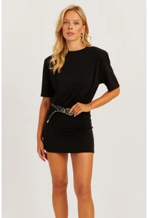 Kadın Siyah Vatkalı Basic Elbise KED153