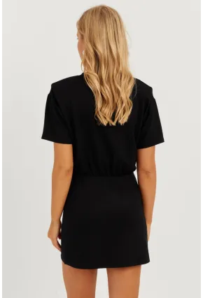 Kadın Siyah Vatkalı Mini Elbise GÇ157