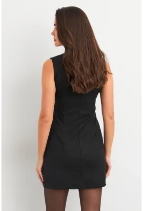 Kadın Siyah Yandan Fermuarlı Basic Midi Elbise ELA6821